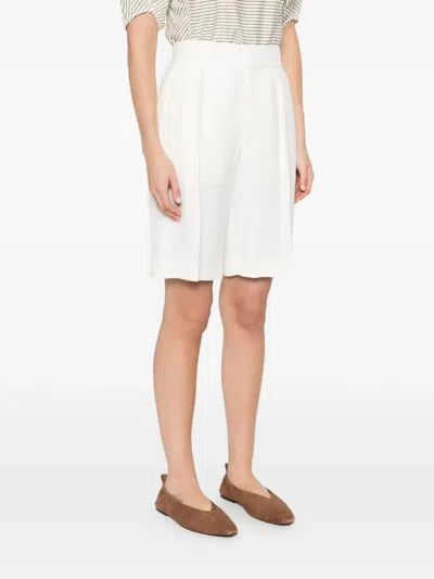 Victoria Beckham Tailored Pleated Shorts In White