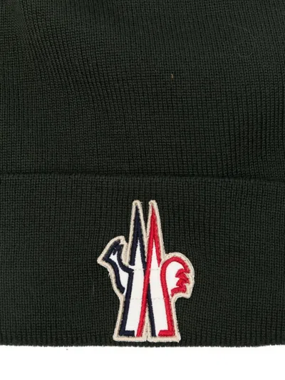 Moncler Printed Beanie Hat In Green