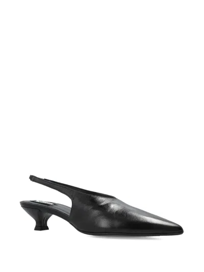 Alohas Eros Slingback Pointed Toe Kitten Heel Pump In Black