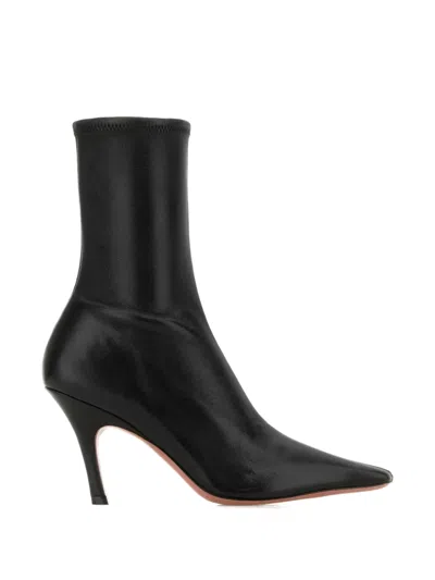 Amina Muaddi Women Black Nappa Leather Jamie Ankle Boots In Black