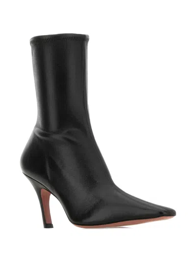 Amina Muaddi Women Black Nappa Leather Jamie Ankle Boots In Black