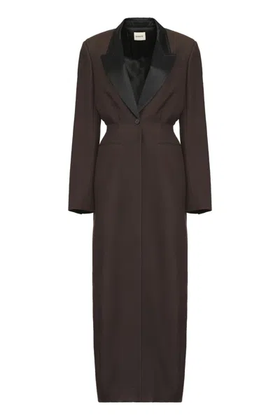 Khaite Bellow Single-breasted Long Coat In Brown