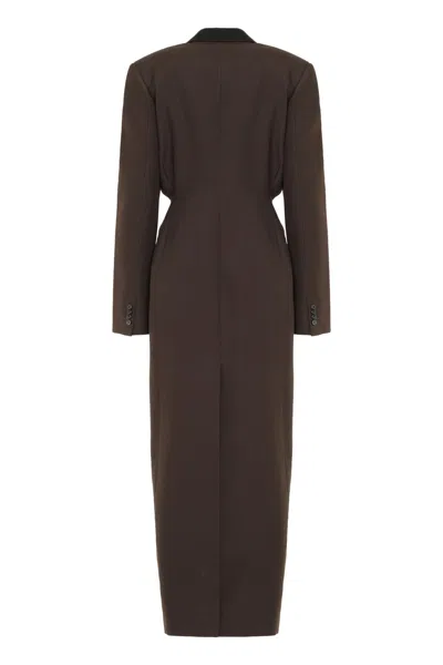Khaite Bellow Single-breasted Long Coat In Brown