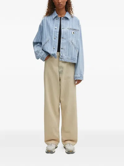 Carhartt Stripe-pattern Button-fastening Jacket In Blue