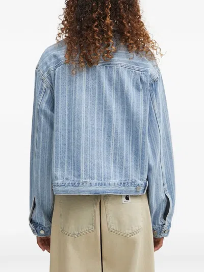 Carhartt Stripe-pattern Button-fastening Jacket In Blue