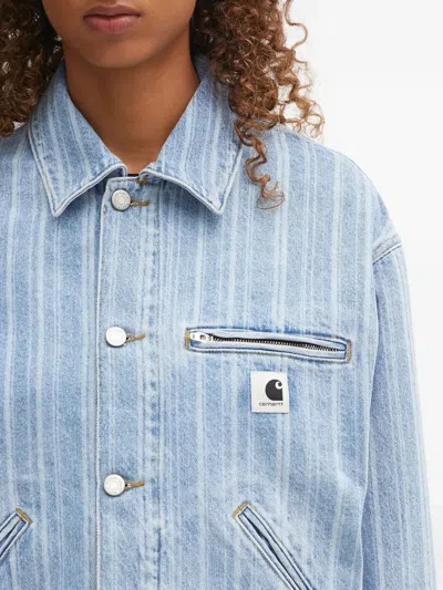Carhartt Stripe-pattern Button-fastening Jacket In Blue