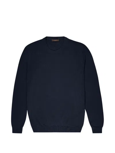 Zanone Knit Pullover Regular Fit Crew Neck In Blue