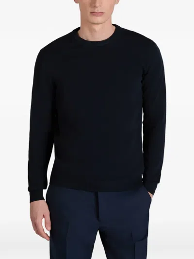 Zanone Knit Pullover Regular Fit Crew Neck In Blue