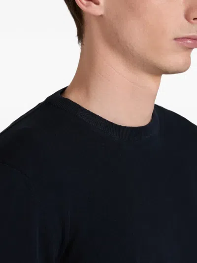 Zanone Knit Pullover Regular Fit Crew Neck In Blue