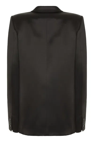 Khaite Willow Double-breasted Mikado Blazer In Black