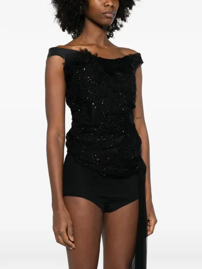 Marc Le Bihan Sequin Top In Black