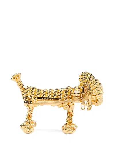 Loewe Sausage Dog Brooch In Gold
