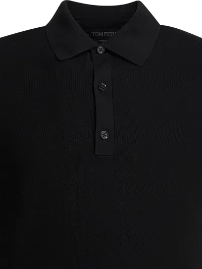 Tom Ford Mens Black Short-sleeve Lyocell-cotton Piquet Polo Shirt In Black