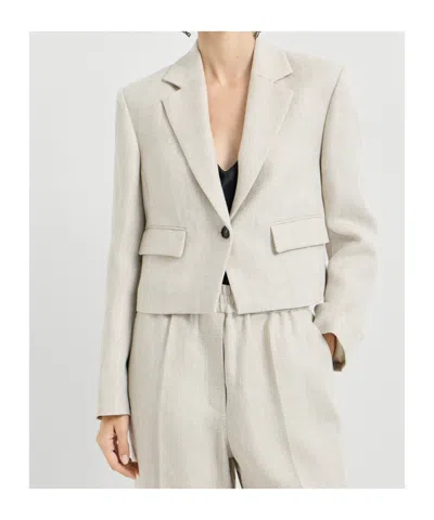 Brunello Cucinelli Chevron-pattern Cropped Blazer In Neutral