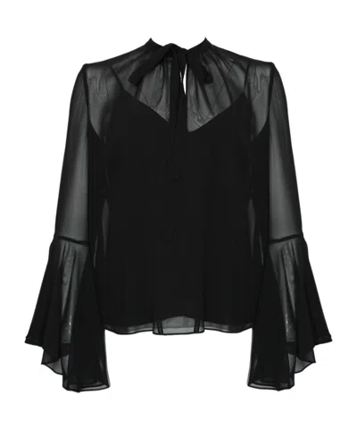 Max Mara Studio Cuba Bow-tie Blouse In Black