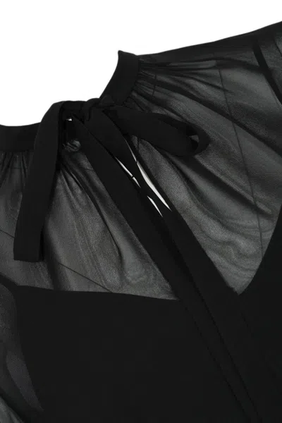 Max Mara Studio Cuba Bow-tie Blouse In Black