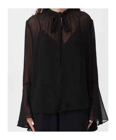Max Mara Studio Cuba Bow-tie Blouse In Black