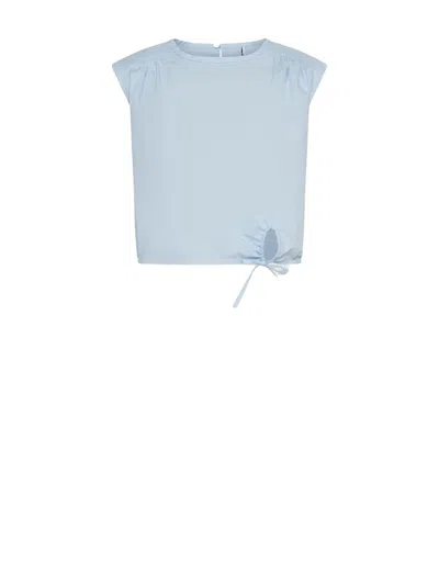 Marella Light Blue Poplin Top In Blue