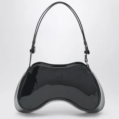 Diesel Double-d Patent Leather Shoulder Bag In Black In Black