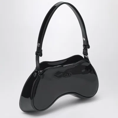 Diesel Double-d Patent Leather Shoulder Bag In Black In Black