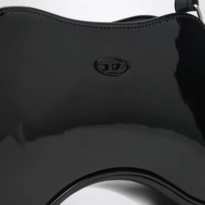 Diesel Double-d Patent Leather Shoulder Bag In Black In Black