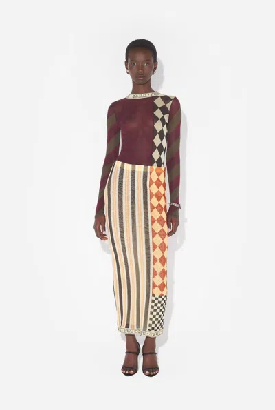 Jean Paul Gaultier Patchwork Long Skirt Woman Multicolr In Brown
