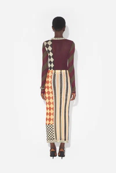 Jean Paul Gaultier Patchwork Long Skirt Woman Multicolr In Brown