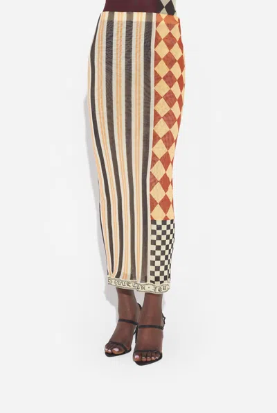 Jean Paul Gaultier Patchwork Long Skirt Woman Multicolr In Brown