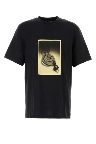 Oamc Black Cotton T-shirt In Black