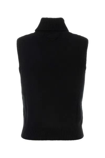 Prada Black Cashmere Vest In Black