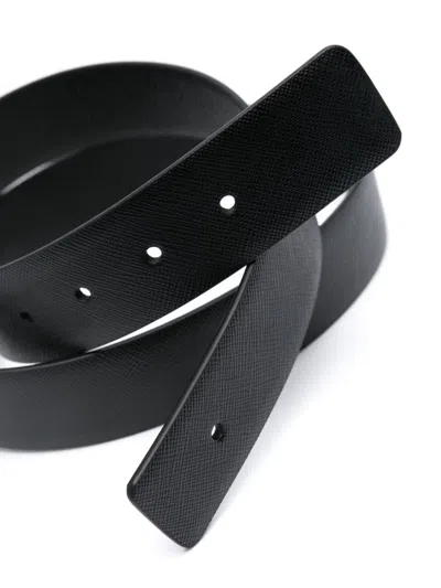 Prada Black Leather Belt In Black