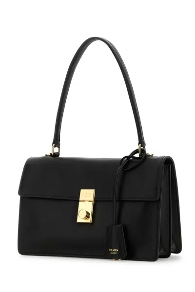 Prada Handbag Leather Structured Top Handle In Black