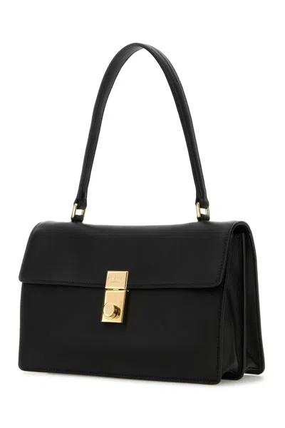 Prada Handbag Leather Structured Top Handle In Black