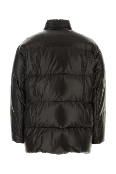 Prada Black Nappa Leather Down Jacket In Multi