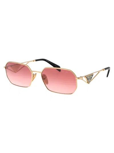 Prada Womens Gold Pr A51s Irregular-frame Metal Sunglasses In Gold