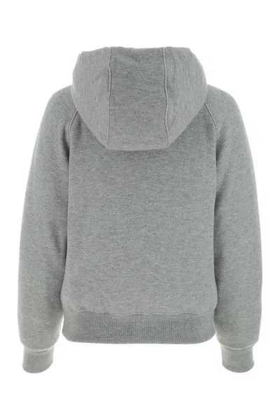 Prada Luxe Cashmere Blend Hooded Down Jacket In Gray