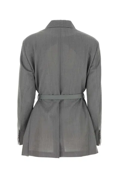 Prada Grey Mohair Blend Blazer In Gray