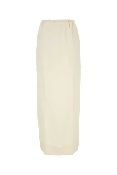 Prada Ivory Linen Skirt In Neutral