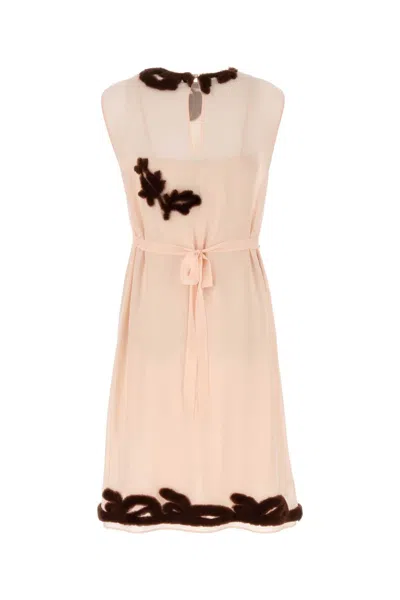 Prada Light Pink Georgette Dress In Pink