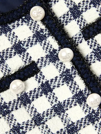 Self-portrait Check Bouclé Jacket In Black