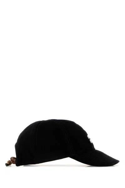Miu Miu Soft Velvet Baseball Cap With Curved Brim In Black