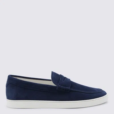 Brunello Cucinelli Navy Suede Loafers In Blue
