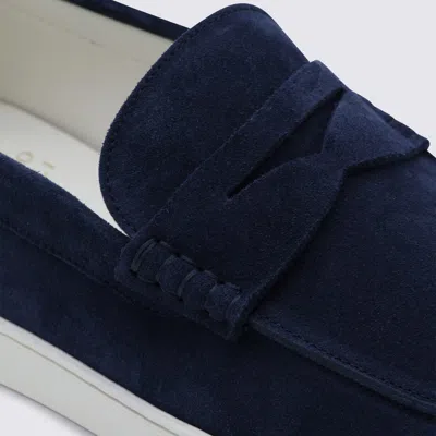 Brunello Cucinelli Navy Suede Loafers In Blue