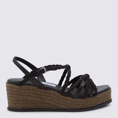 Jimmy Choo Chocolate Leather Espadrillas In Black