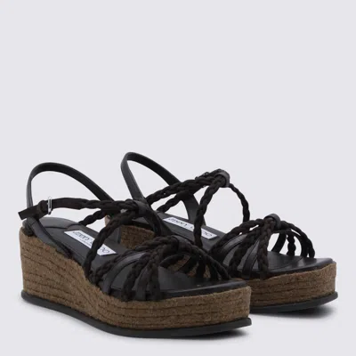 Jimmy Choo Chocolate Leather Espadrillas In Black