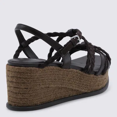 Jimmy Choo Chocolate Leather Espadrillas In Black