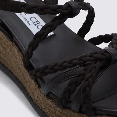 Jimmy Choo Chocolate Leather Espadrillas In Black