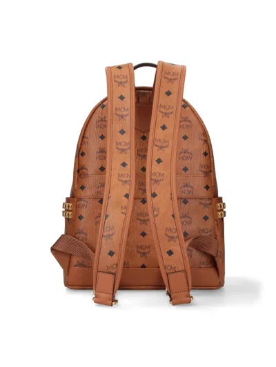 Mcm Studded Front Zip Backpack In Brown
