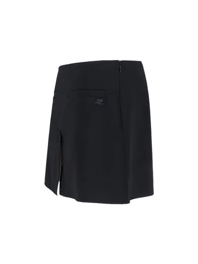 Courrèges Logo Mini Skirt In Black