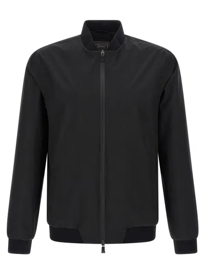 Herno Waterproof Bomber Jacket With Ribbed Details In Black